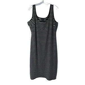 City Chic Black White Striped Scoop Neck Sleeveless Stretch Dress X-Large XL 22